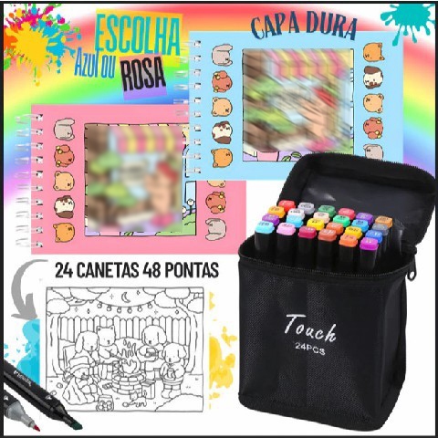 Colorar Caderno kit+marcador de múltiplas cores 2