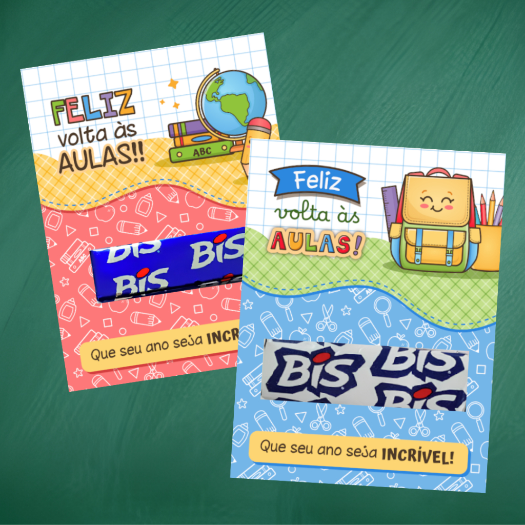 30 Cartões para Doce Bis Mimos Volta as Aulas 