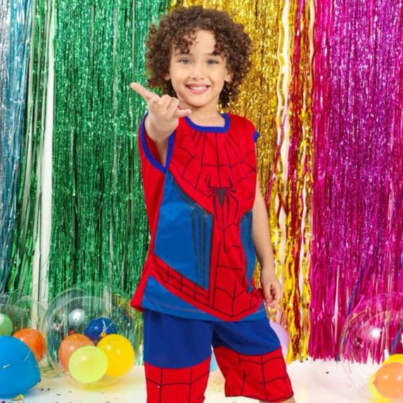 Fantasia Infantil Homem Aranha Conjunto Blusa e Sh