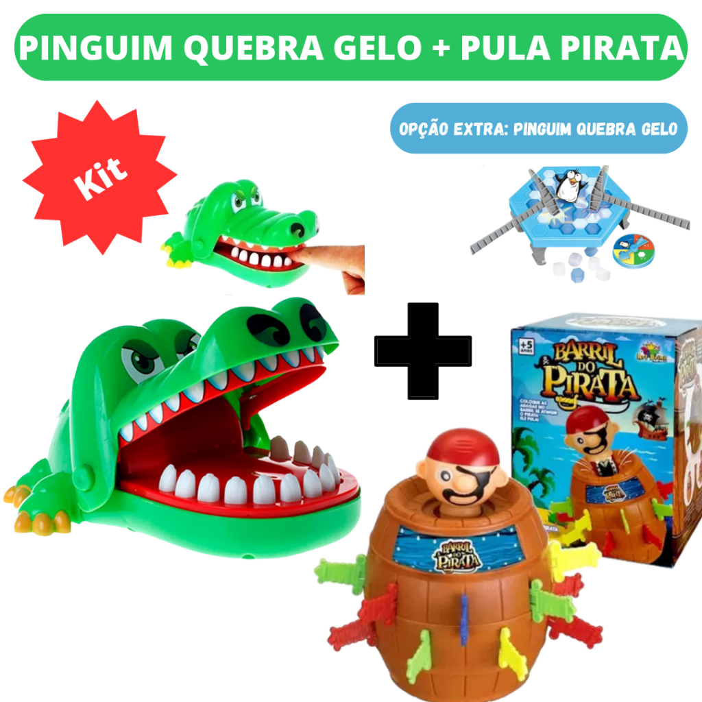 Kit Pula Pirata + Jacaré Morde Dedo Crocodilo Den