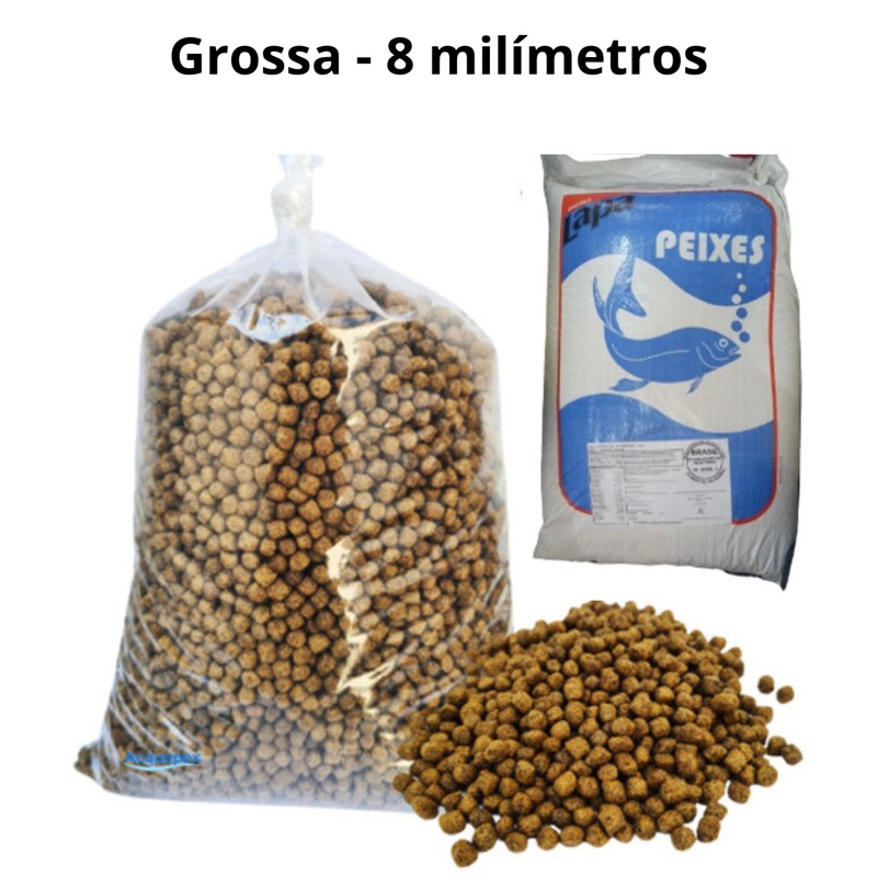 Até 5Kg Ração Grossa Peixe Tilapia/Carpa 8mm En