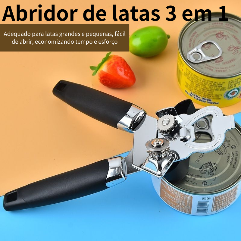 Abridor De Latas E Garrafas Aço Inox Profissional