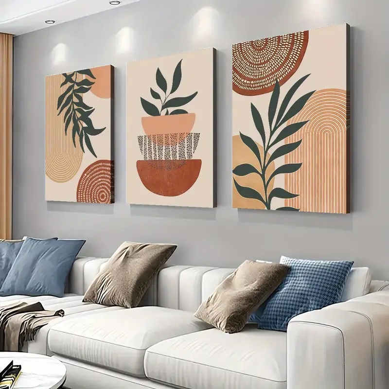 Quadro decorativo trio folhagens Moderno Abstrato 
