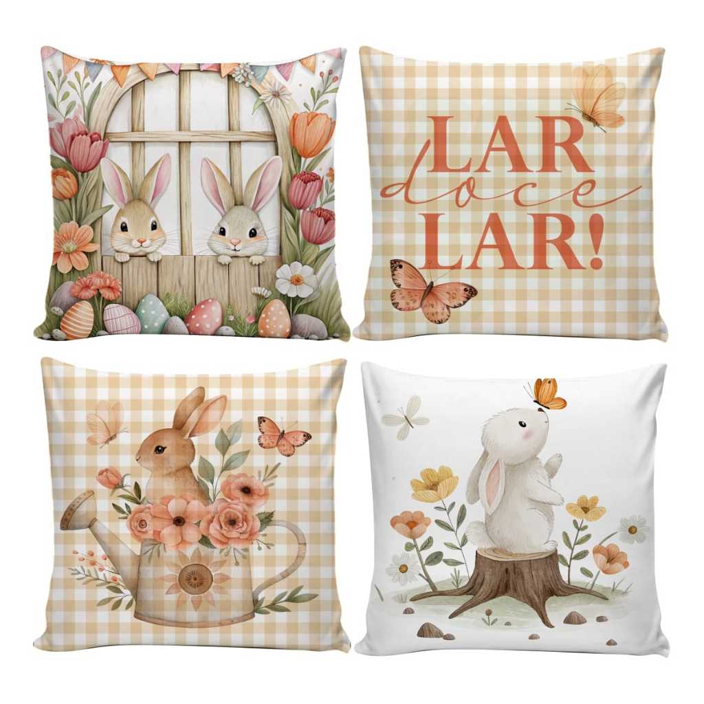 Kit  4 Capas de Almofadas Decorativas 45x45cm de P