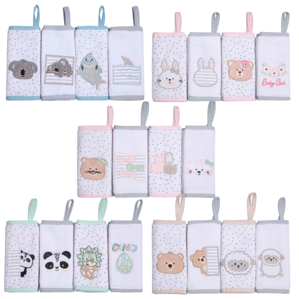 Pano de Boca com Prendedor de Chupeta 38cm x 36cm 