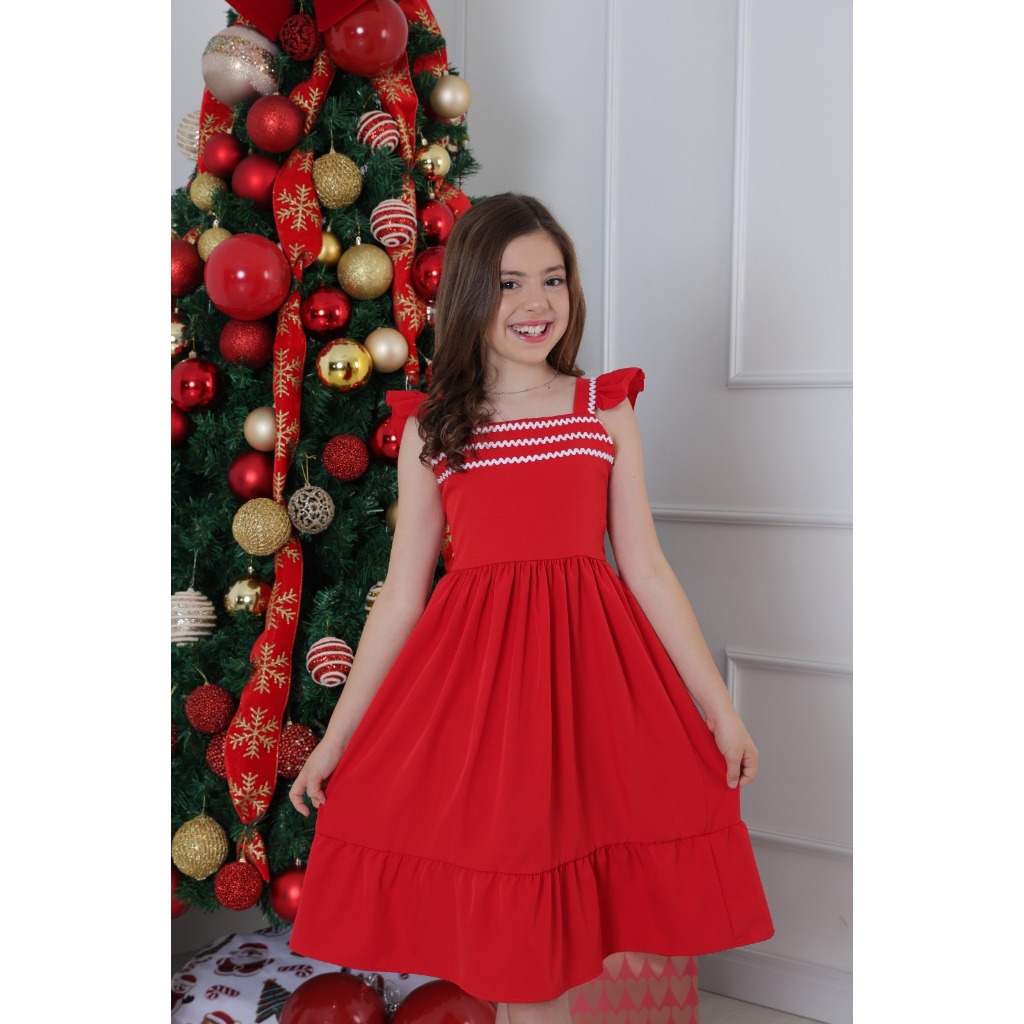 Vestido Vermelho Festa Infantil Princesa Rodado El