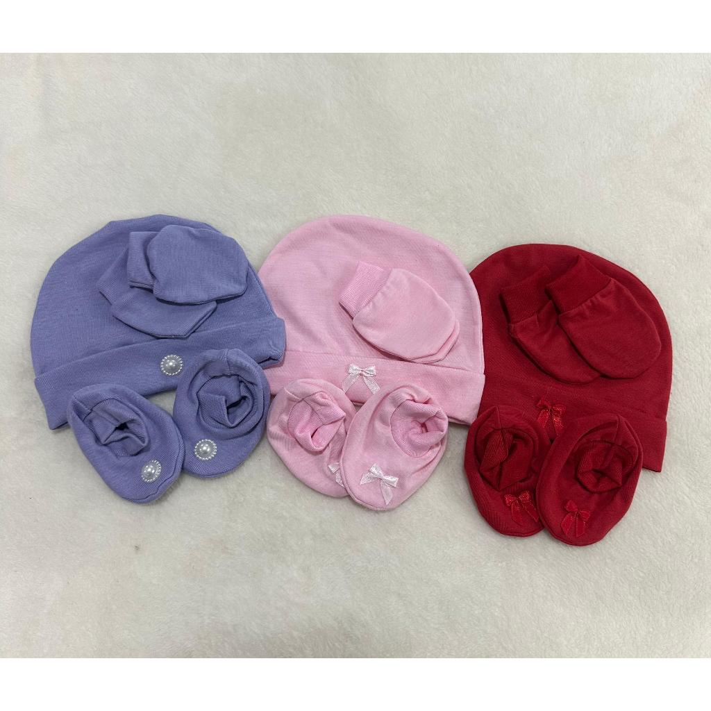 3 Kit Touca, Luva e Pantufa para Bebê Suedine Men