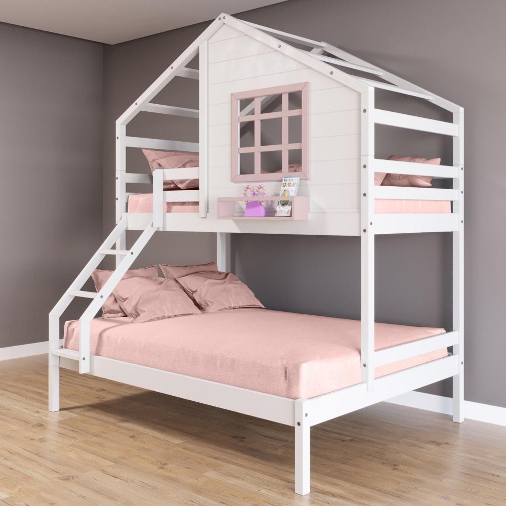 Beliche Casinha Com Janela Casal/solteiro Madeira 