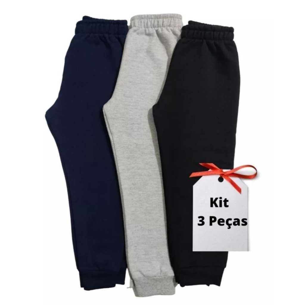 Kit 3 un. Calça Moletom Infantil Apeluciada Com P