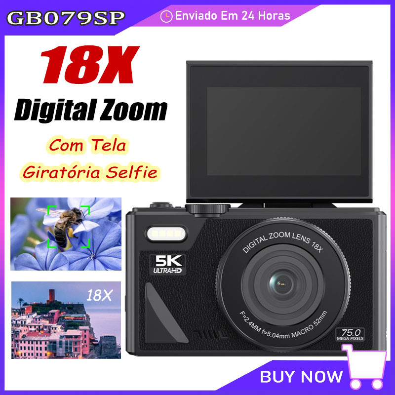 Câmera Digital 4k 75mp Wi-fi Com Tela Giratória 