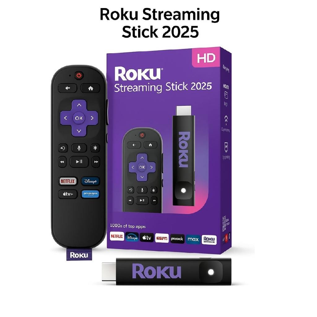 Roku Streaming Stick 2025 HD HDMI Controle por Voz