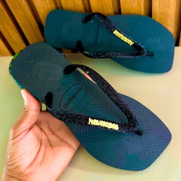 Sandália Chinelos Feminino Havanas Glitter Elegâ