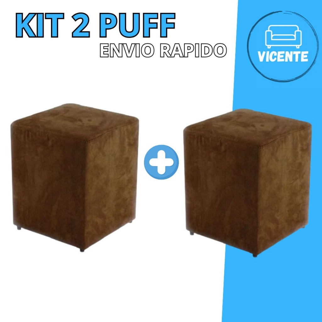 Kit 2 Puffs Quadrados Estofados – Acabamento