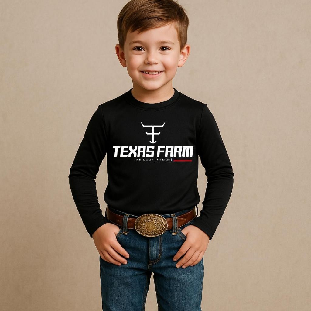 Camisa Uv Infantil Texas Farm Manga Longa Proteç�