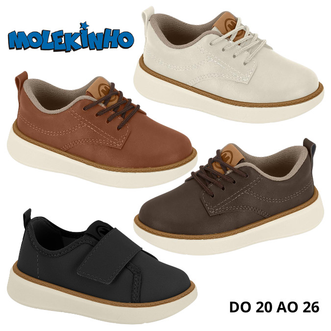 Tênis Sapatenis Preto branco marrom café infanti