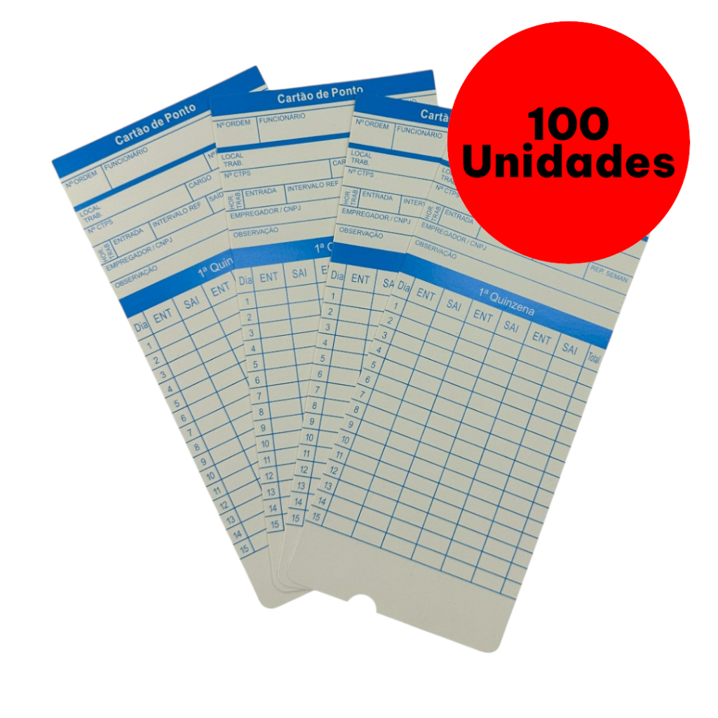 100 Cartões de Ponto para Relógio Cartográfico