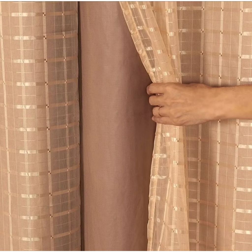 Cortina Prata 4,00×2,80m Microfibra com Voil 