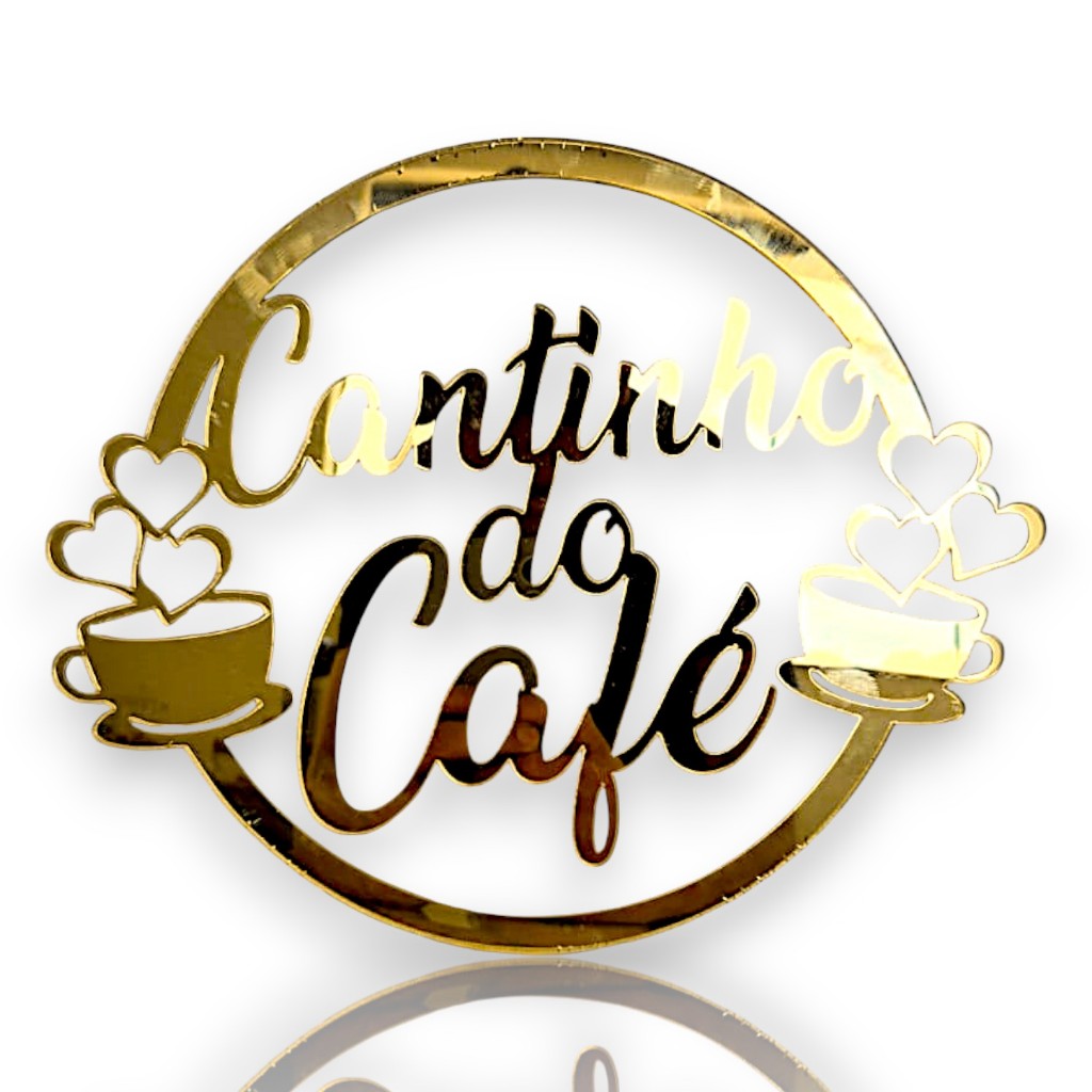 Cantinho do Café Coração Para Decoração Acril