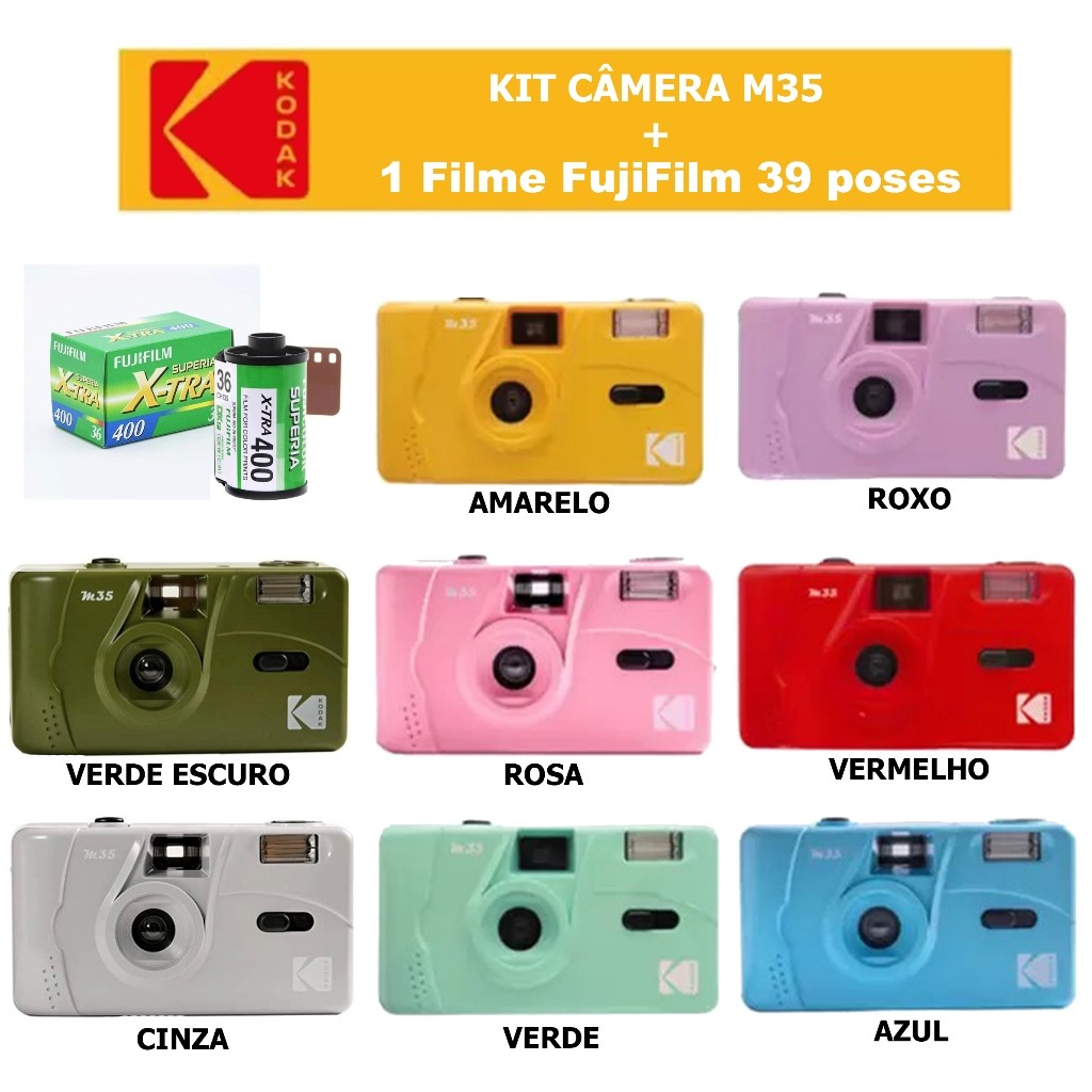 Kit Câmera Kodak Retrô M35 + 1 Filme FujiFilm 36