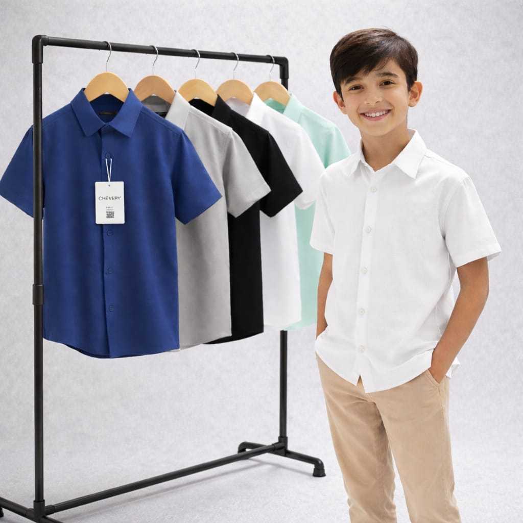 Camisa Social Infantil Masculino Manga Curta Com E