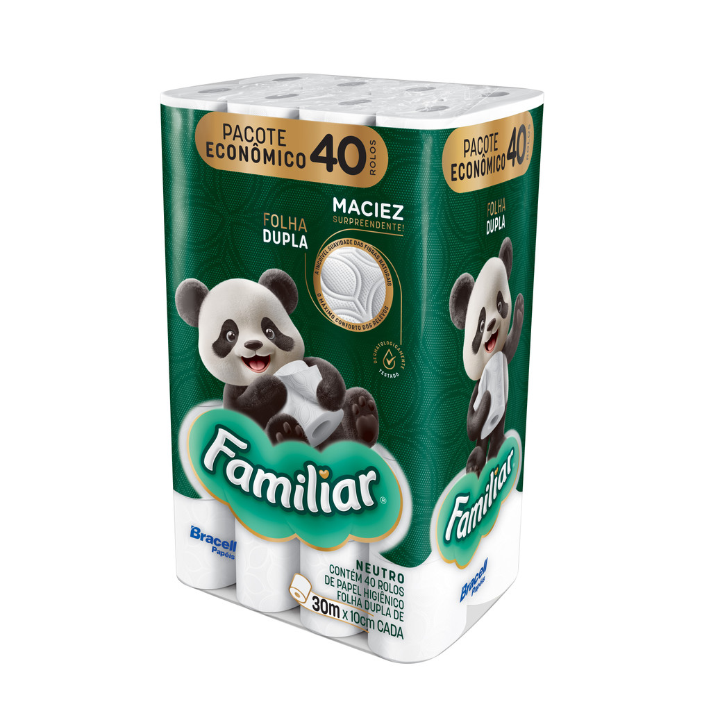 Papel Higiênico Familiar Folha Dupla 30m 40 Rolos