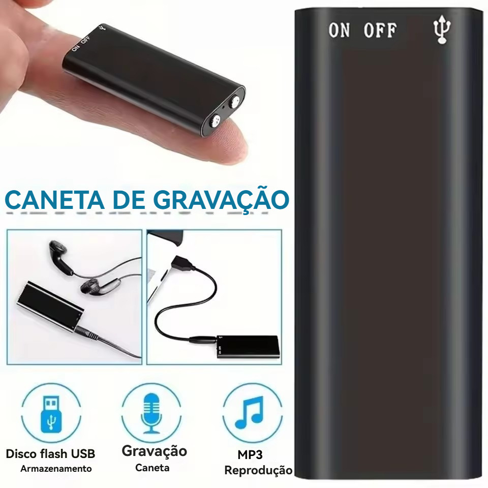 Mini Gravador Voz Som Digital Espião 96h – 