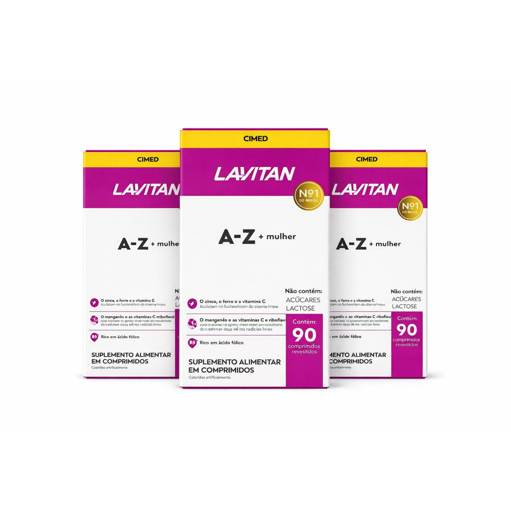 Kit C/3 LAVITAN A-Z+MULHER 90 COMPRIMIDOS