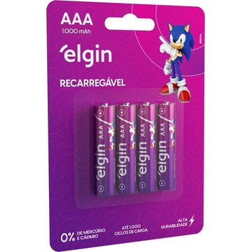 Pilha Recarregável AAa 1000mah Blister C/4 Elgin