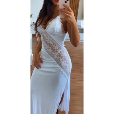 kit conjunto camisola longa com calcinha poliamida