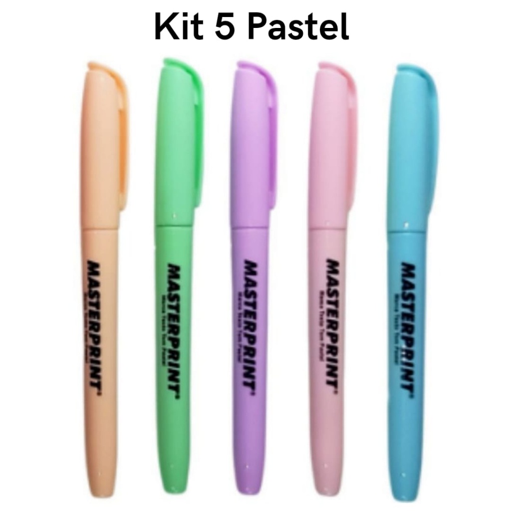 Kit 5 Canetas Marca Texto Tom Pastel Rosa Azul Ros