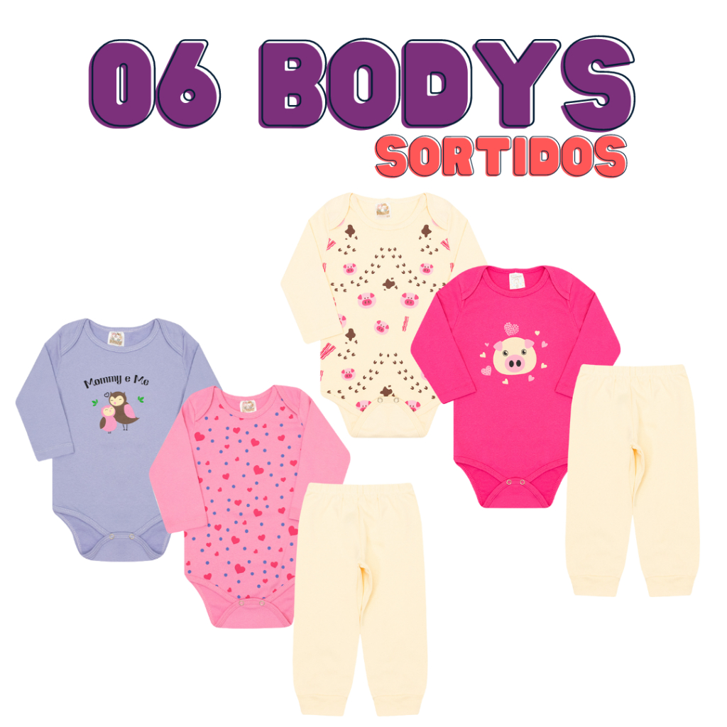 Kit body Bebê 6 peças conjunto bebê Roupa de Be
