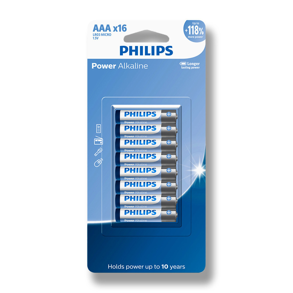 Pilha Alcalina AAA Philips Bateria 3A Palito 16 un