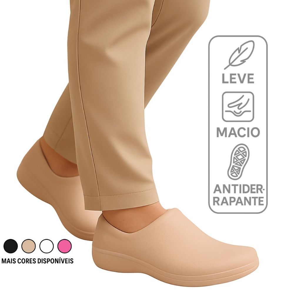 Sapato Babuche Profissional Fechado Seguro Antider