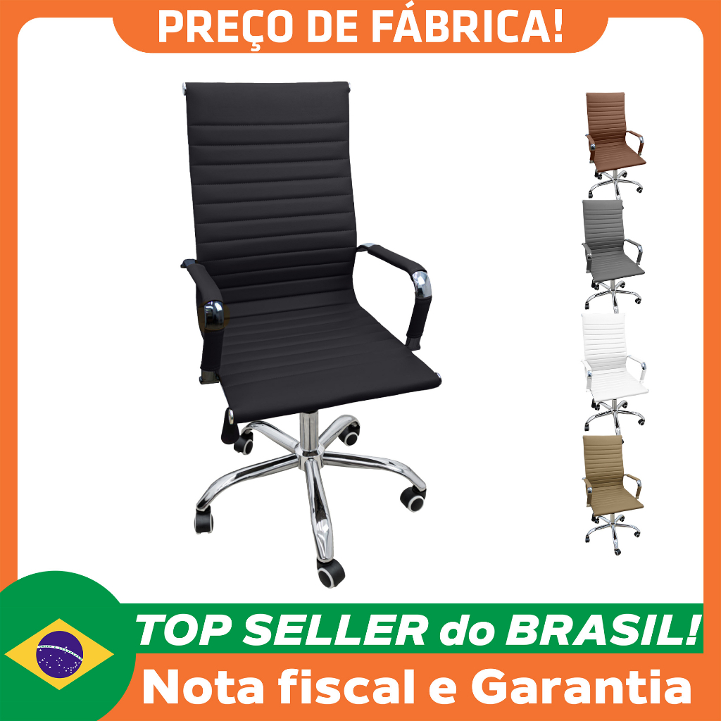 Cadeira Eames Esteirinha Presidente Alta Estofada 