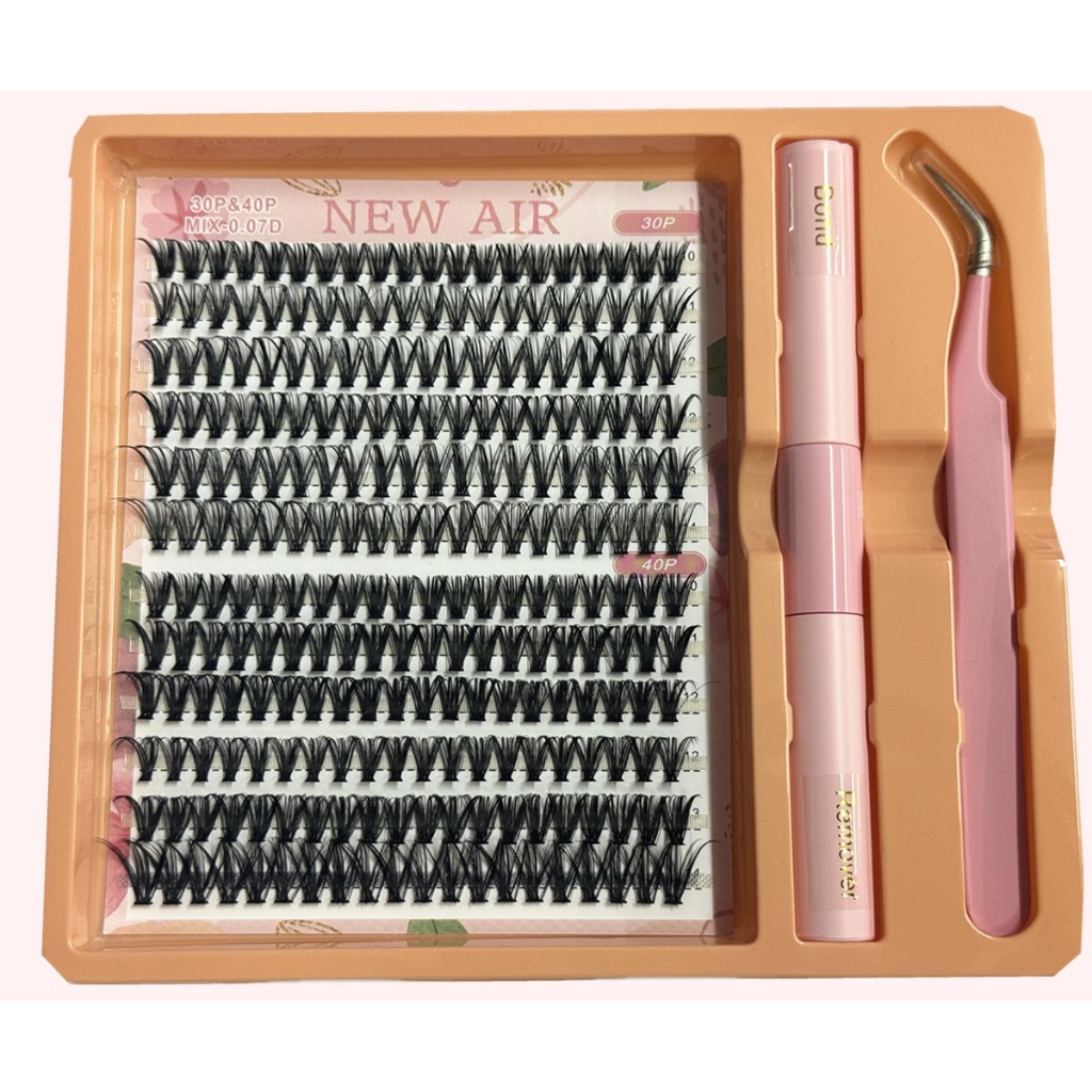 Cílios Tufos Sem Nó 30P+40P Mix 10 ao 14mm + Pin