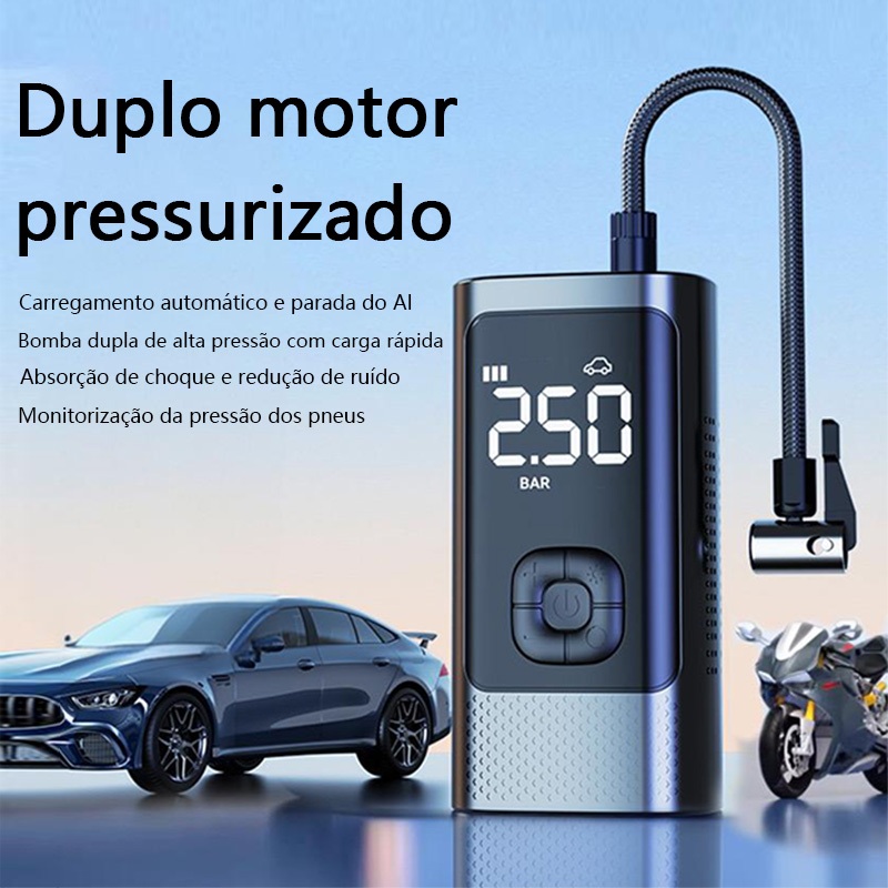 Mini Compressor de Ar Portátil sem Fio para Carro