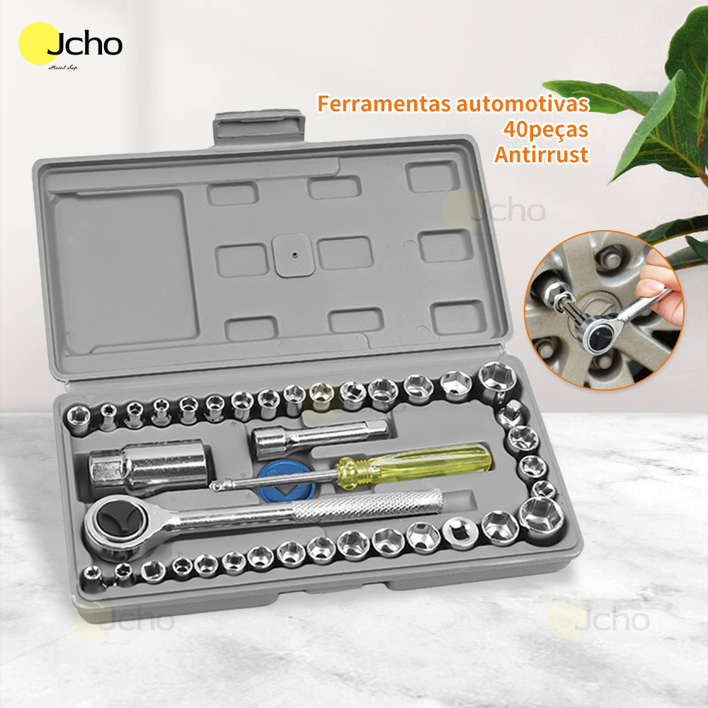 JCHO Jogo de chave catraca 46 peças jogo de soque