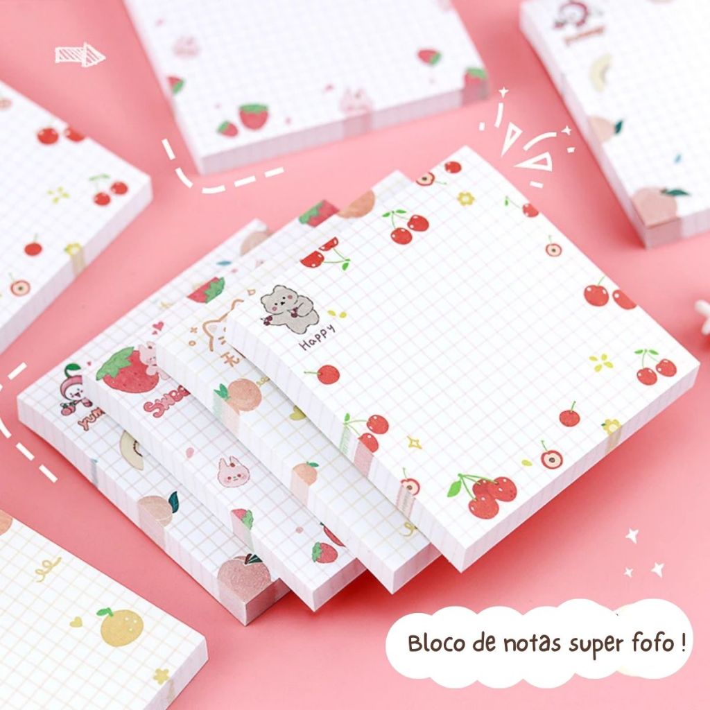 Bloco de Notas Post-its  Adesivas Kawaii Fofo Pape