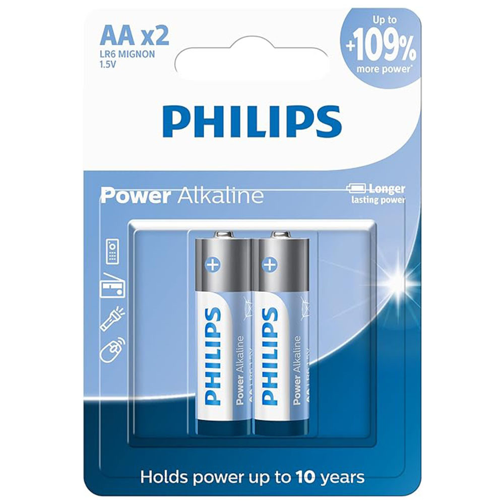 PILHAS ALCALINAS AA PHILIPS BLISTER COM 2 UNIDADES