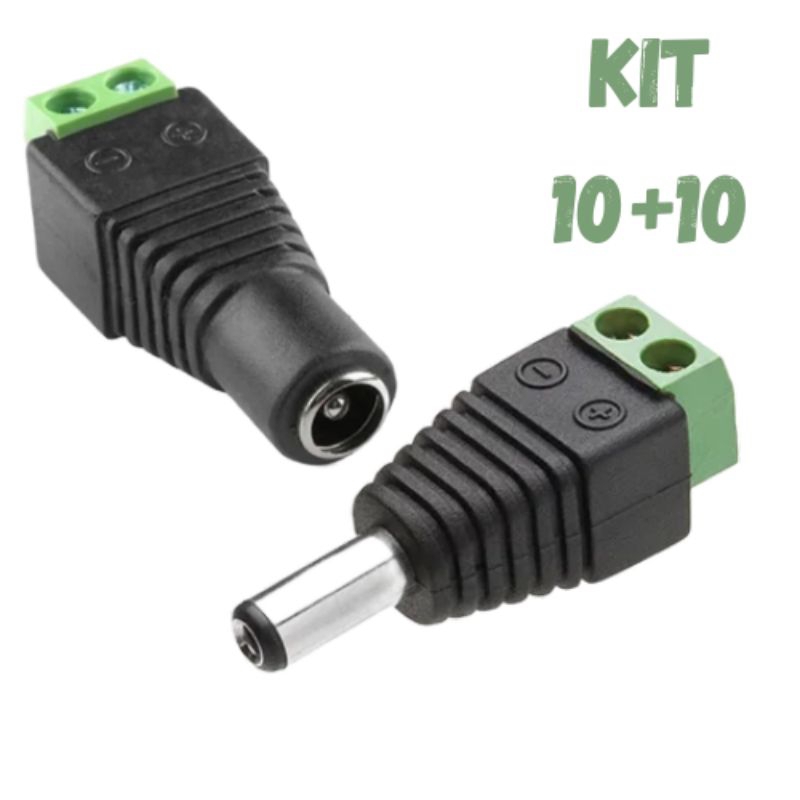Kit C/20 Peças 10 Conectores Plug Jack P4 Com bor