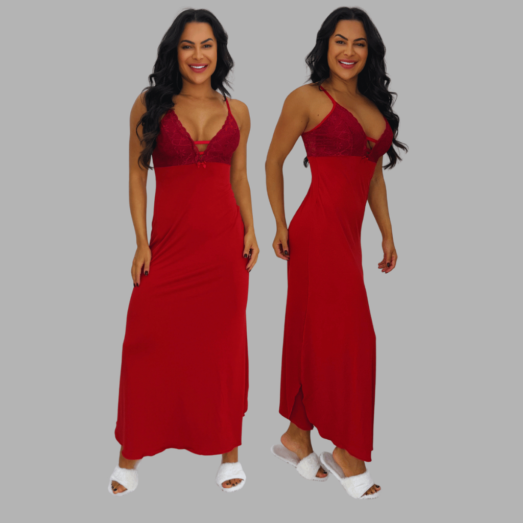 Camisola Longa Feminina Em Microfibra Poliamida Ca