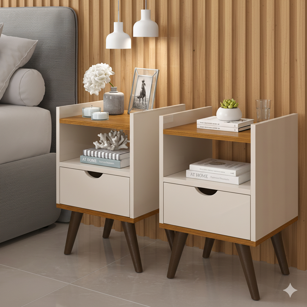 2 UN OU 1 UN Mesa de Cabeceira Alice Lateral de Ca