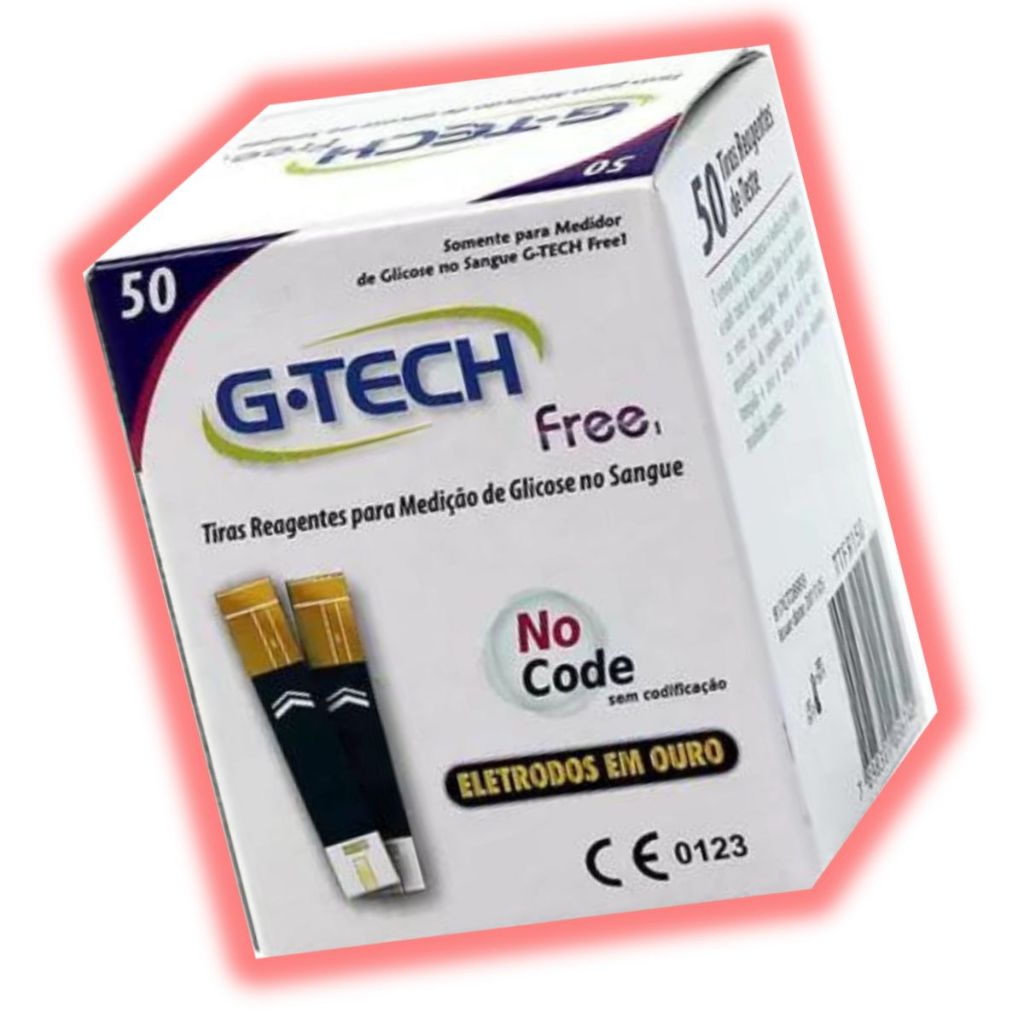 50 Fitas Tiras Medir Glicemia G-tech Free Glicose 