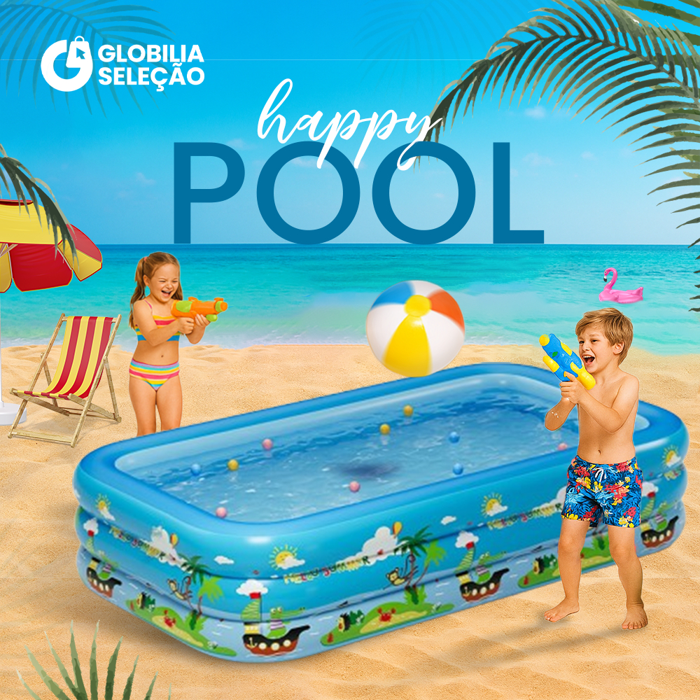 Piscina Inflável Retangular Infantil 3 Anéis 460