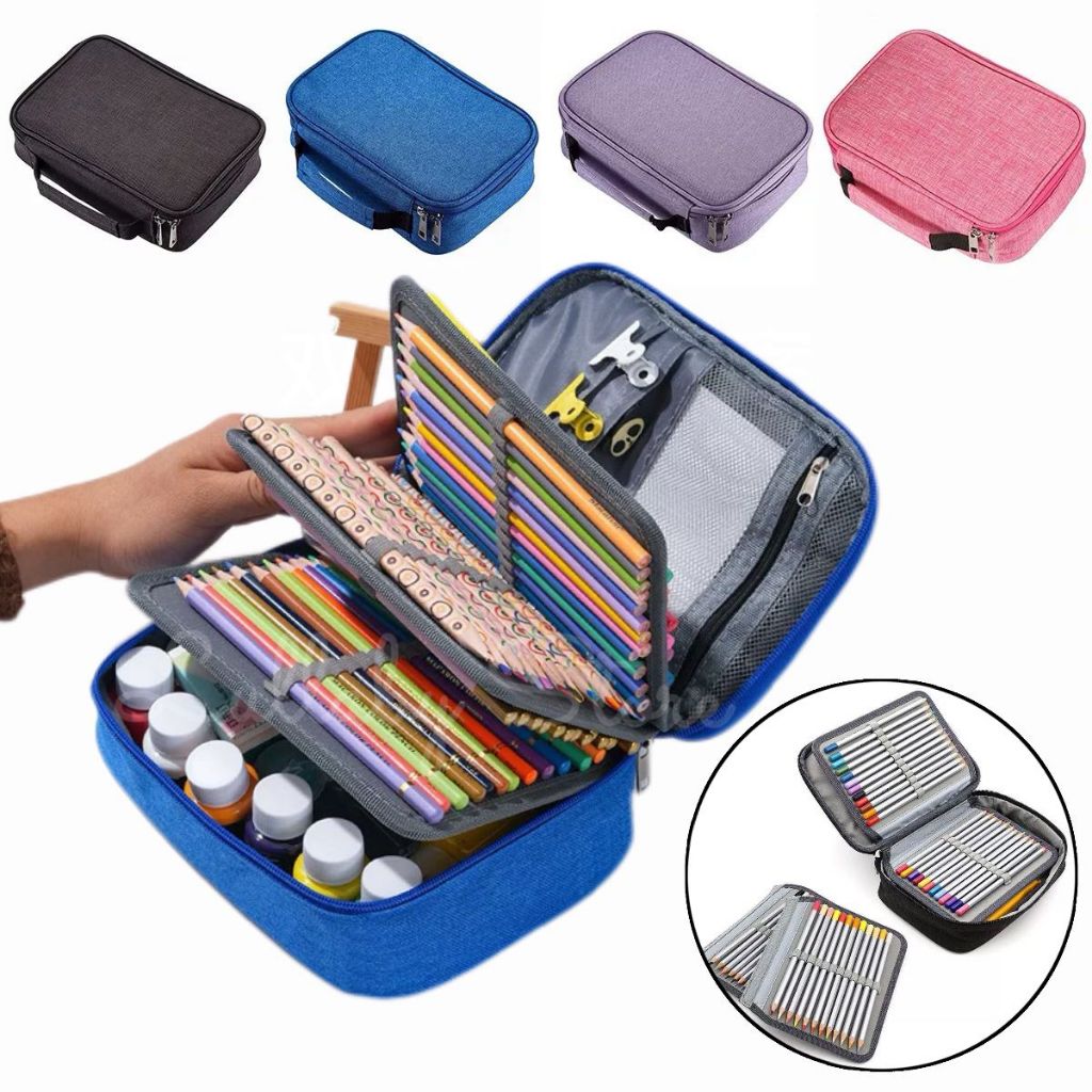Estojo 72 Pens Escolar Box Nylon Com Alça Feminin