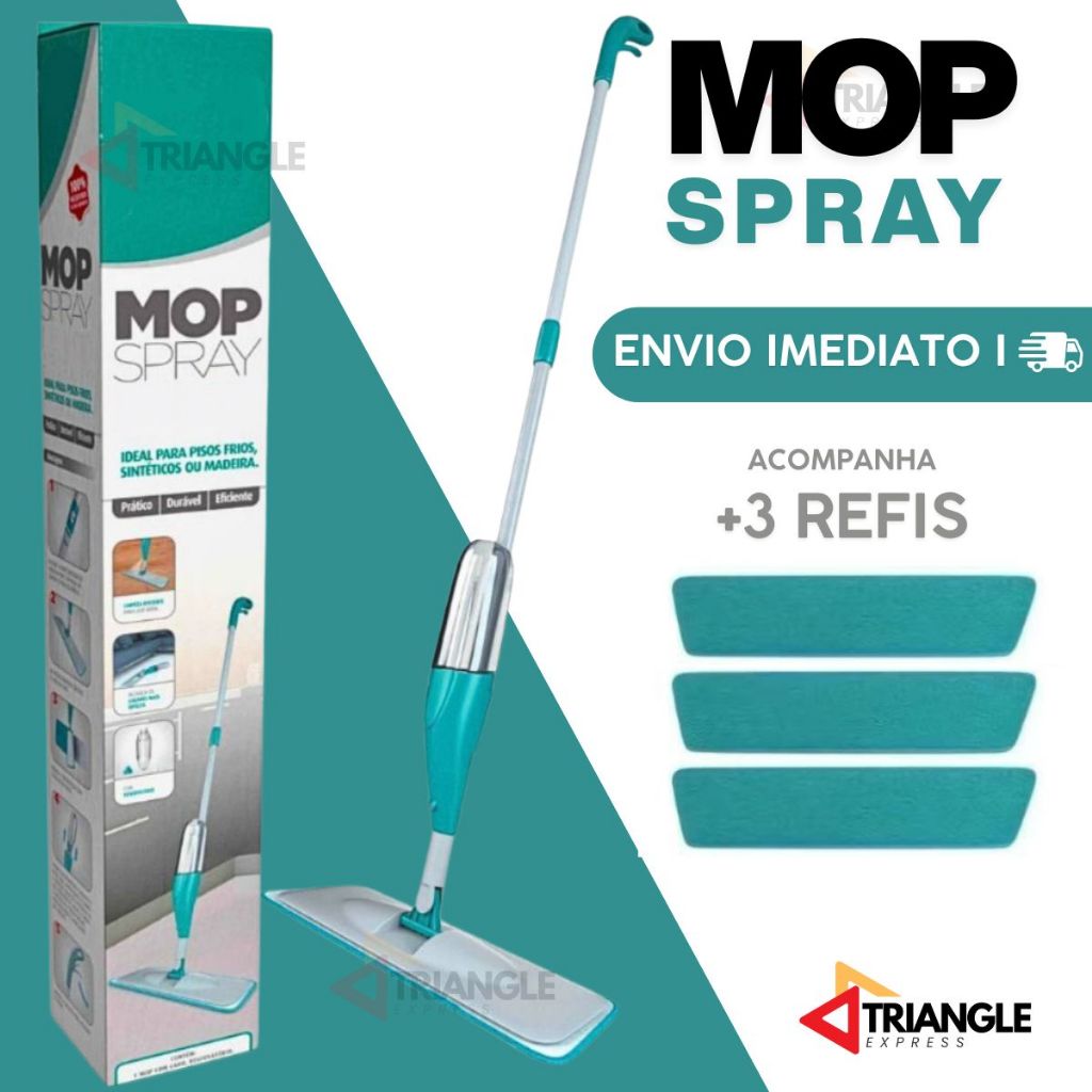 Kit Mop Spray PRO + 3 Refis Com Reservatório Rodo