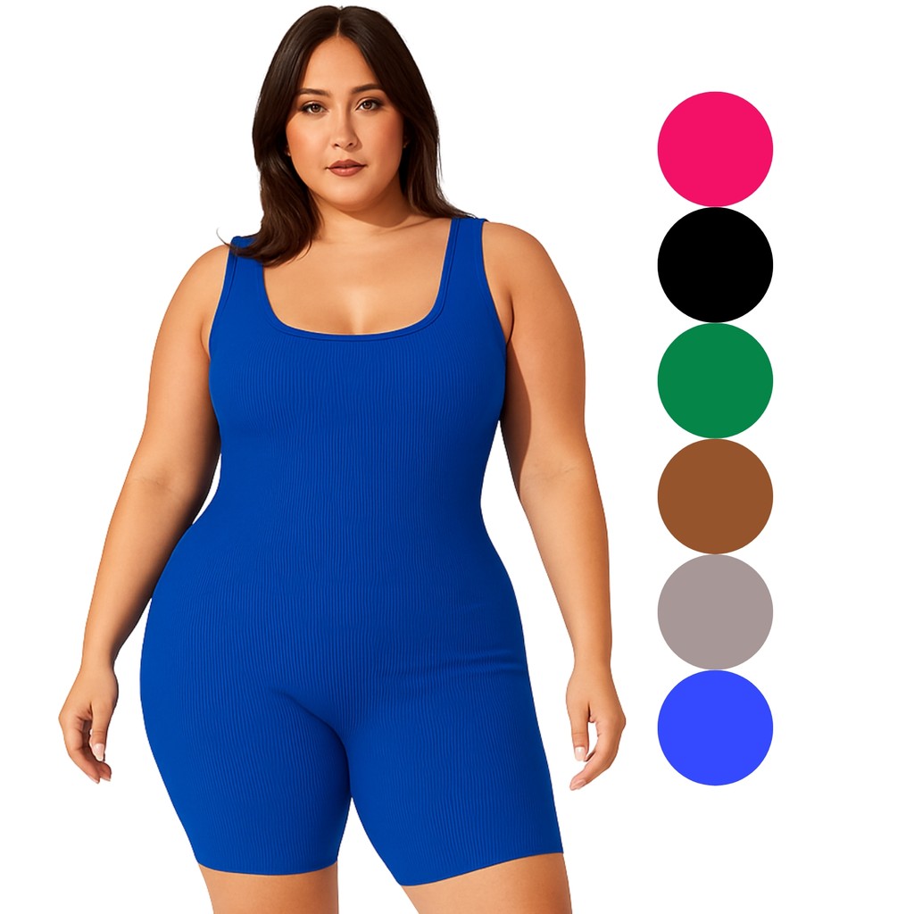 Macaquinho Plus Size G ao G3 Canelado Feminino Tam