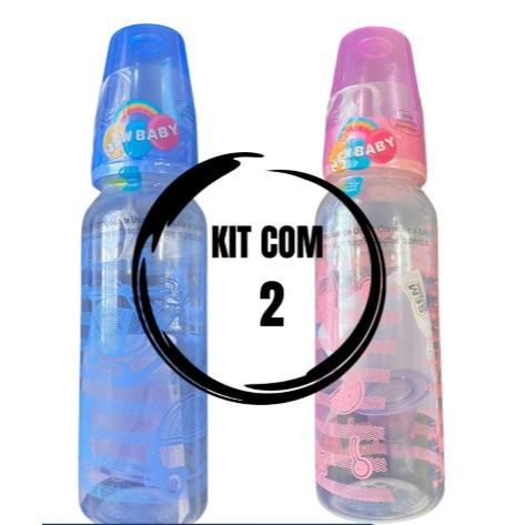 Kit 2 Mamadeiras 240ML New Baby Bico Redondo.