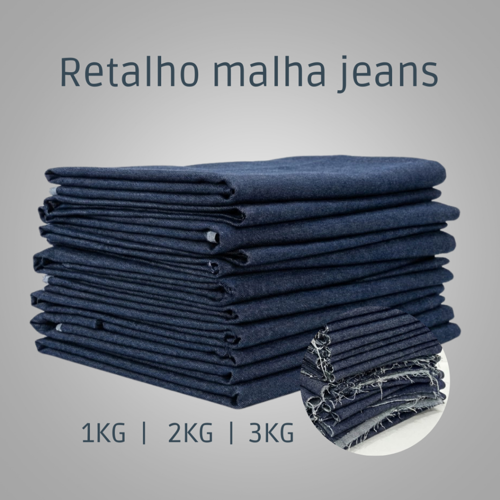 Retalhos de Tecido Jeans, Retalhos de Jeans 1KG/2K