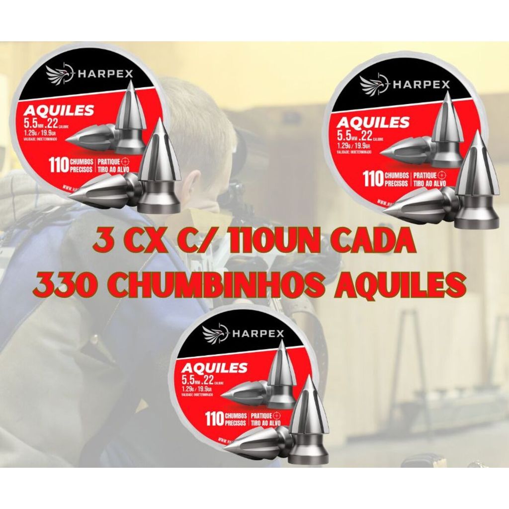 Kit 330 Chumbinhos Harpex Aquiles 5.5mm Pointed 1,